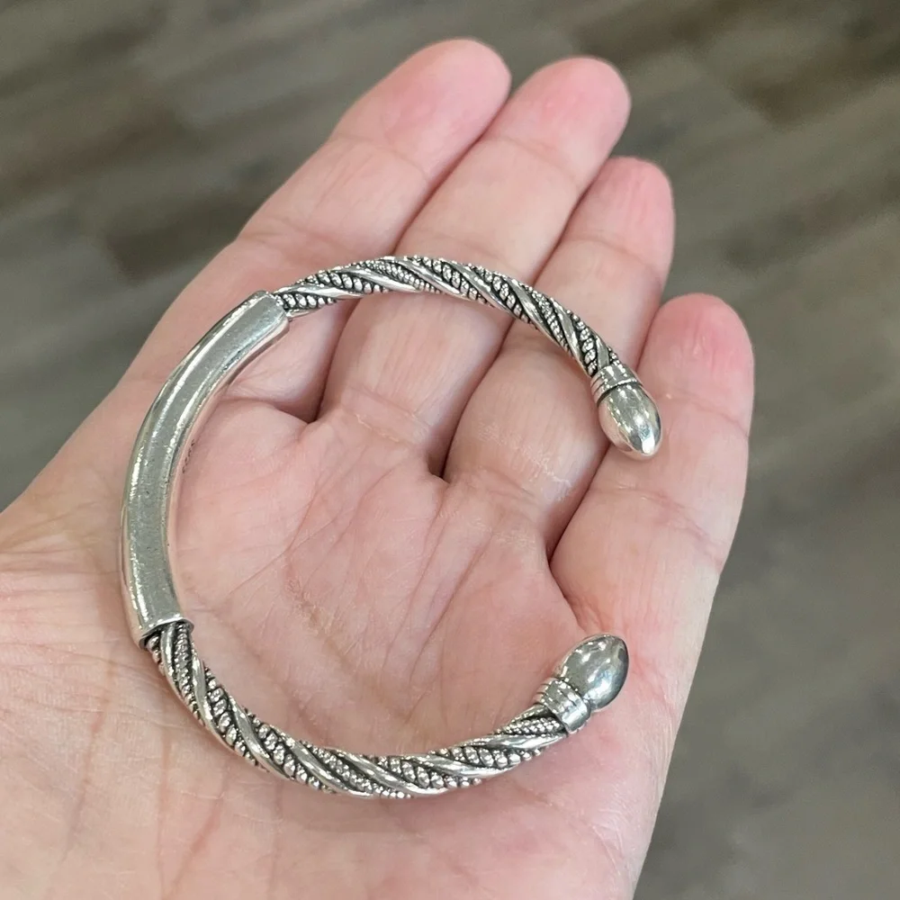 MEN’S SILVER CUFF BANGLE BRACELET - Picture 5 of 8